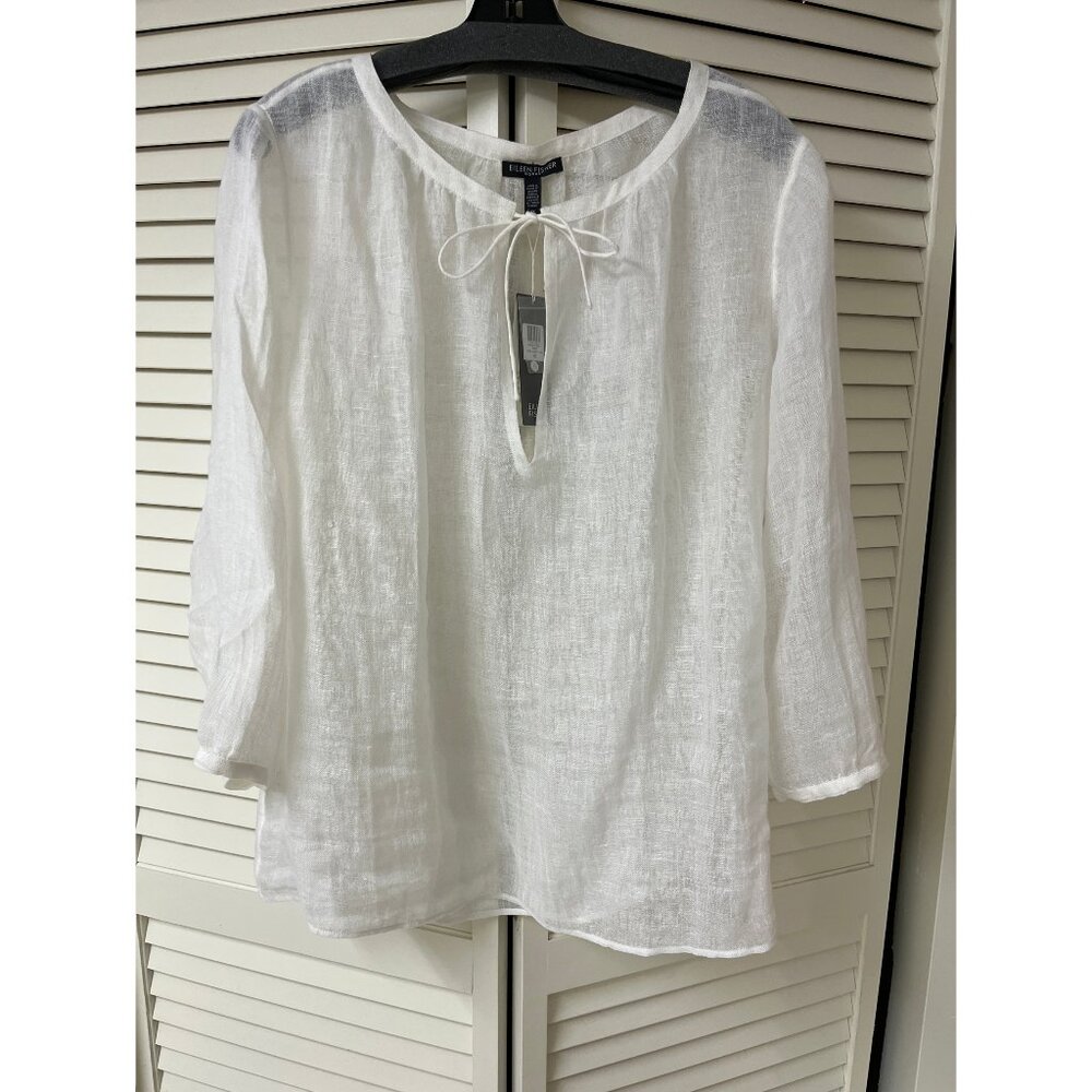 NWT Eileen Fisher White Linen Dress Top Shirt 1X